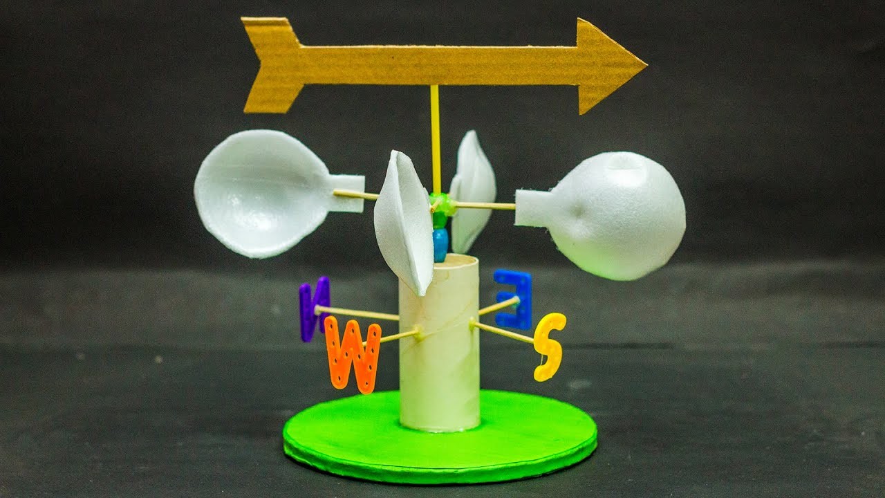 Figure 1: Working Model Setup, Scientific Diagram & Project Prototype for Cup Anemometer And Wind Vane Weather Cock Model