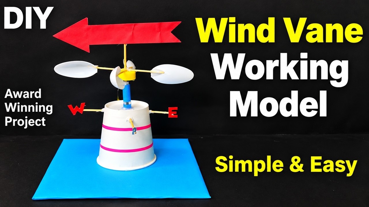 Figure 2: Working Model Setup, Scientific Diagram & Project Prototype for Cup Anemometer And Wind Vane Weather Cock Model