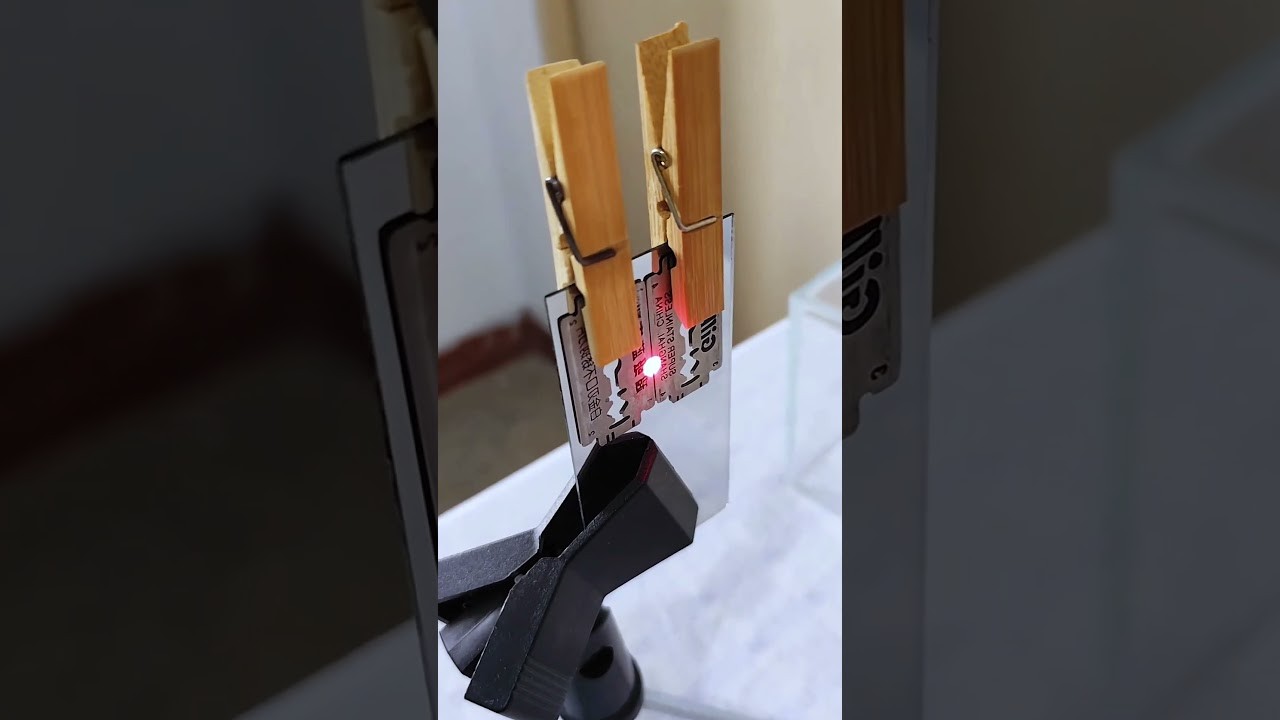 Figure 1: Working Model Setup, Scientific Diagram & Project Prototype for Diffraction Of Light Using Razor Blade And Laser