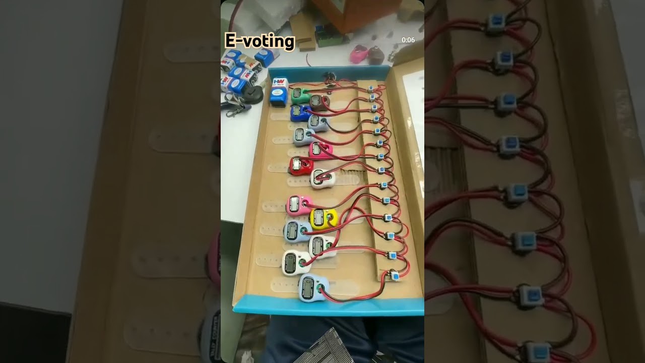 Figure 1: Working Model Setup, Scientific Diagram & Project Prototype for Digital Voting Machine Electronic Evm Tally Counter Model