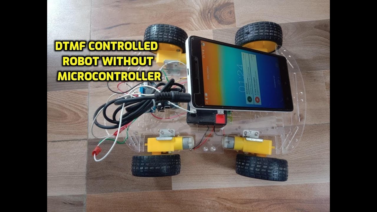 Figure 1: Working Model Setup, Scientific Diagram & Project Prototype for Dtmf Mobile Call Controlled Robot Without Microcontroller