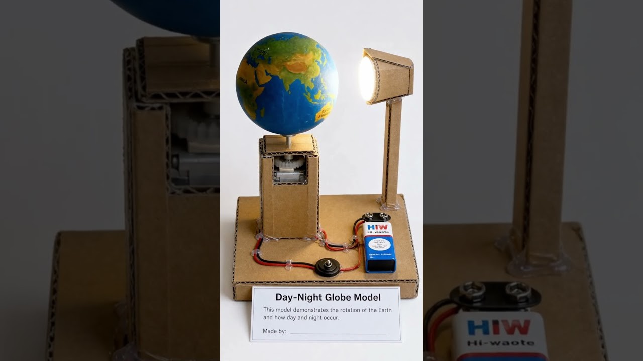 Figure 1: Working Model Setup, Scientific Diagram & Project Prototype for Earth Obliquity And Solstice Equinox Illuminated Globe