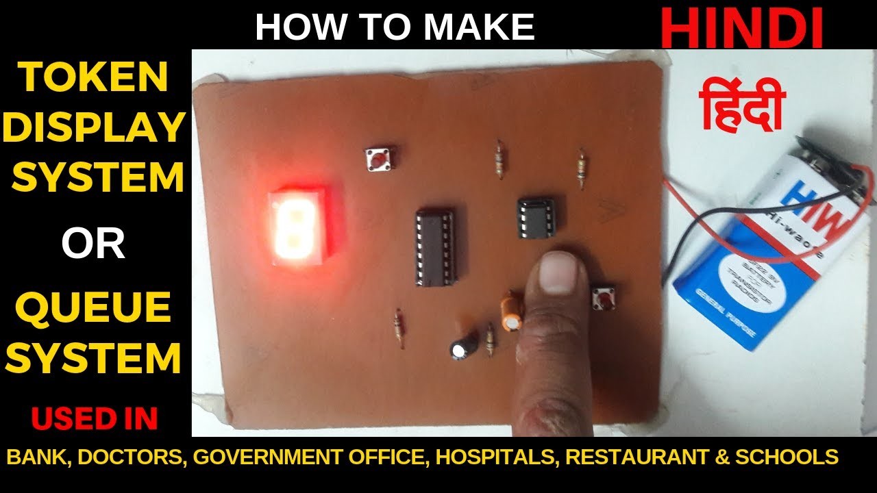 Figure 3: Working Model Setup, Scientific Diagram & Project Prototype for Electronic Token Display Bank Queue Management Model