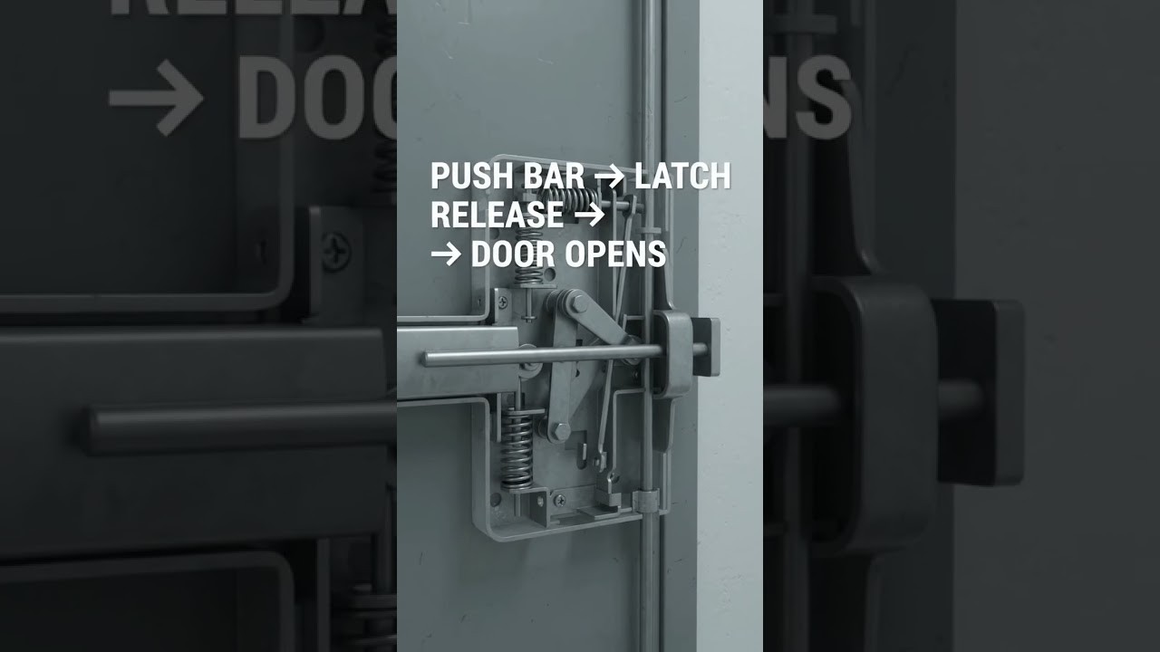 Figure 3: Working Model Setup, Scientific Diagram & Project Prototype for Emergency Exit Panic Push Bar Latch Release Model