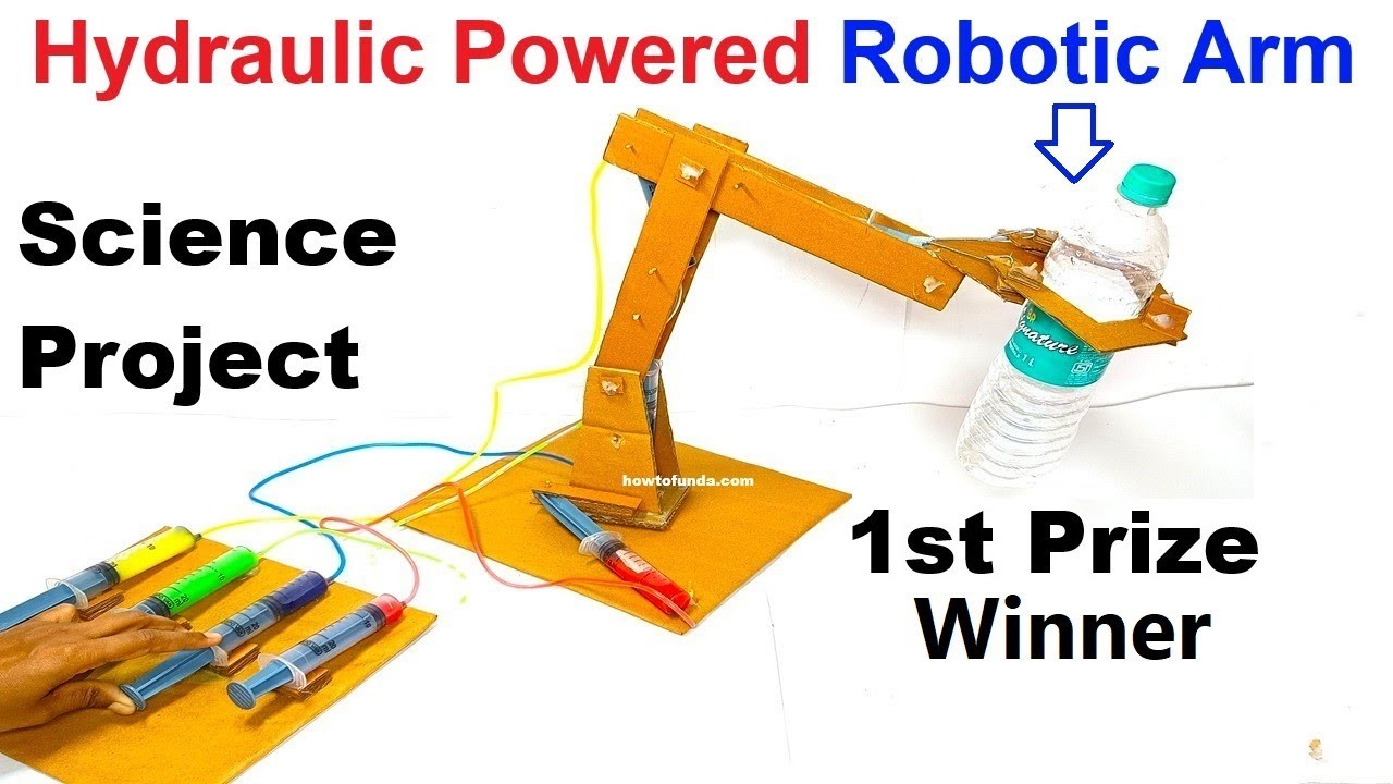 Figure 1: Working Model Setup, Scientific Diagram & Project Prototype for Hydraulic Arm With Three Axis Claw Working Model