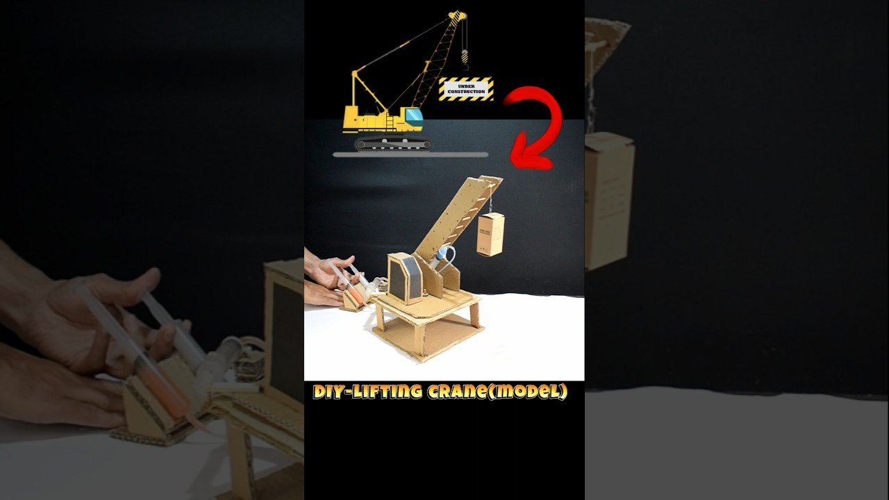 Figure 3: Working Model Setup, Scientific Diagram & Project Prototype for Hydraulic Crane Working Model Using Cardboard