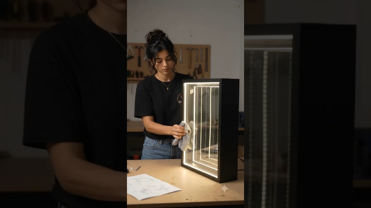 Figure 3: Working Model Setup, Scientific Diagram & Project Prototype for Infinity Dodecahedron Semi Reflective Mirror LED Art