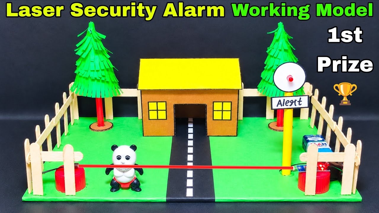 Figure 1: Working Model Setup, Scientific Diagram & Project Prototype for Laser Tripwire Alarm Multizone Prison Corridor Model