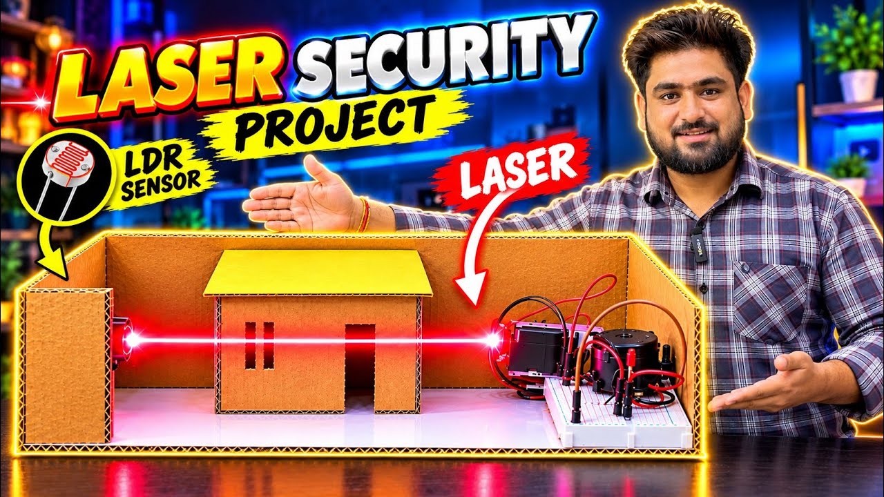 Figure 4: Working Model Setup, Scientific Diagram & Project Prototype for Laser Tripwire Alarm Multizone Prison Corridor Model