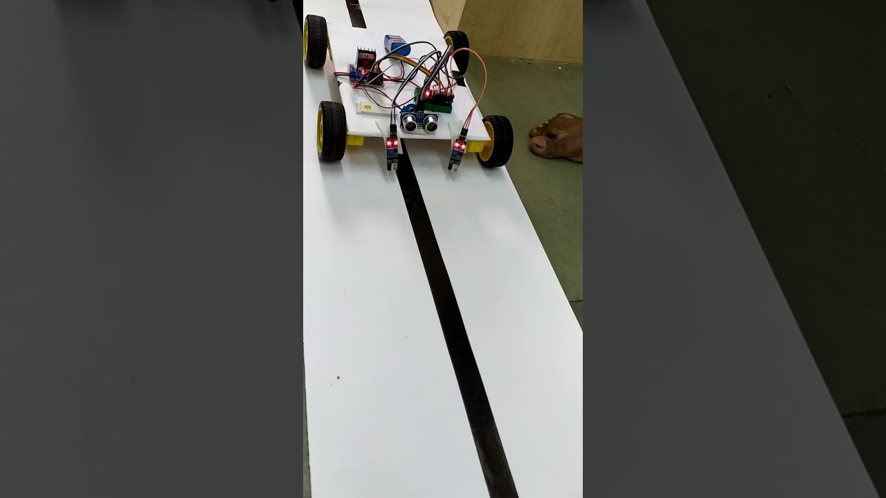 Figure 2: Working Model Setup, Scientific Diagram & Project Prototype for Line Following Autonomous Car Dual Infrared Sensor Model