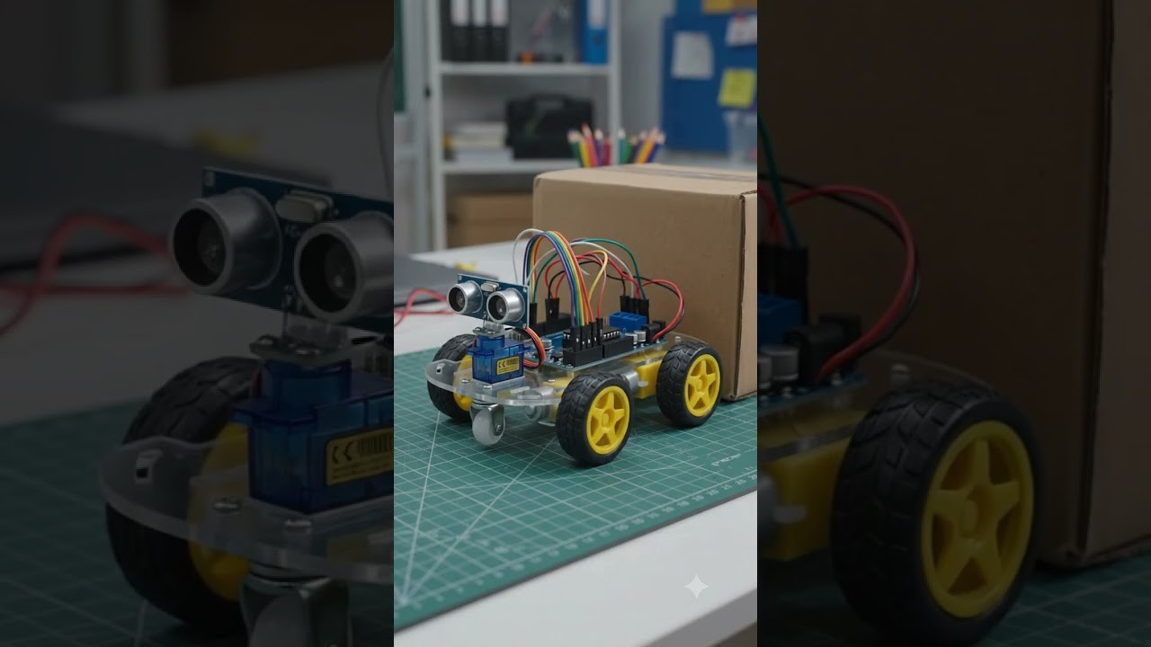 Figure 2: Working Model Setup, Scientific Diagram & Project Prototype for Obstacle Avoiding Rover Servo Mounted Sonar Scanner Model