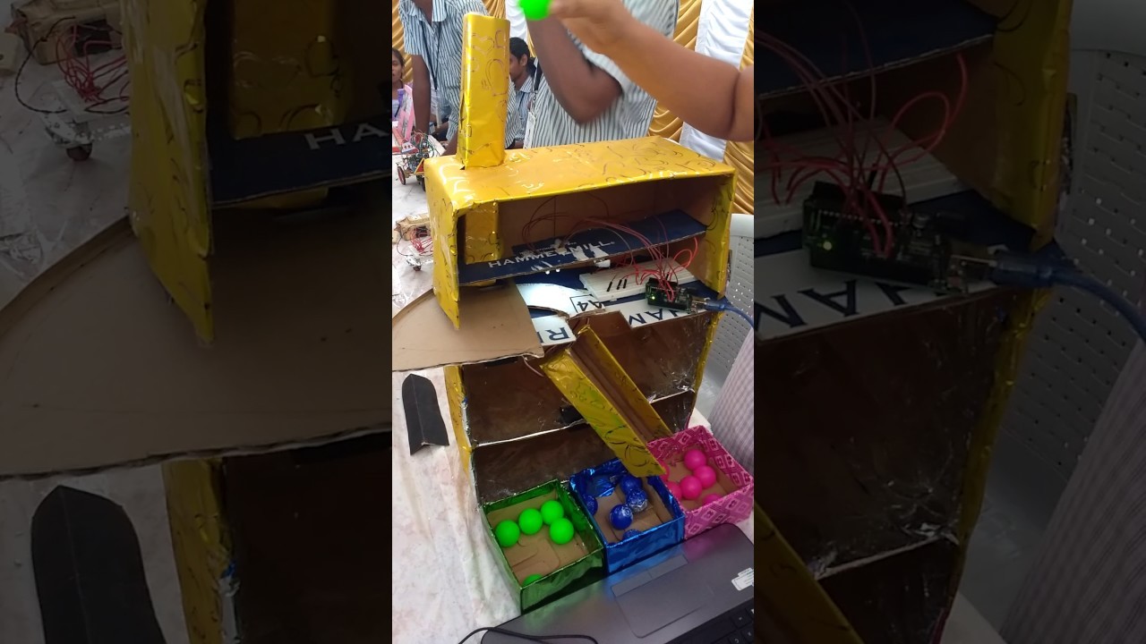 Figure 3: Working Model Setup, Scientific Diagram & Project Prototype for Optical Sorter Candy Color Discrimination Servo Chute