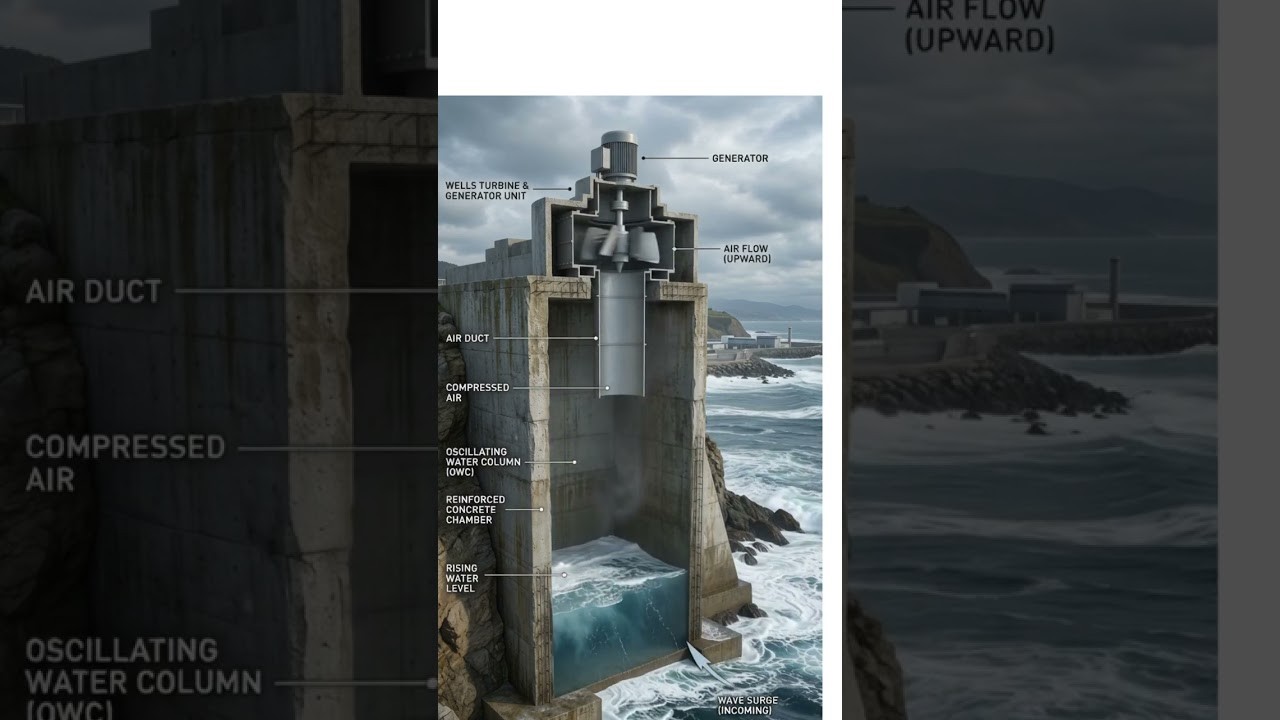 Figure 4: Working Model Setup, Scientific Diagram & Project Prototype for Oscillating Water Column Ocean Wave Air Turbine Model