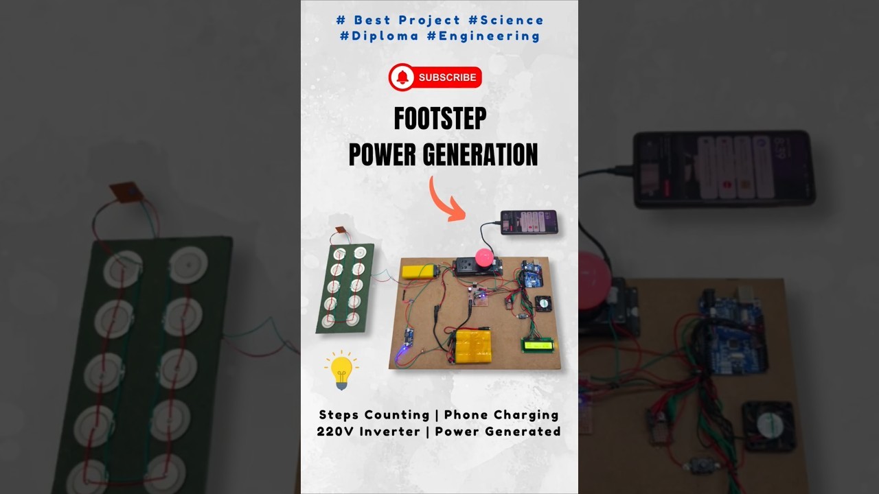 Figure 3: Working Model Setup, Scientific Diagram & Project Prototype for Piezo Electric Power Generation Working Model Footstep