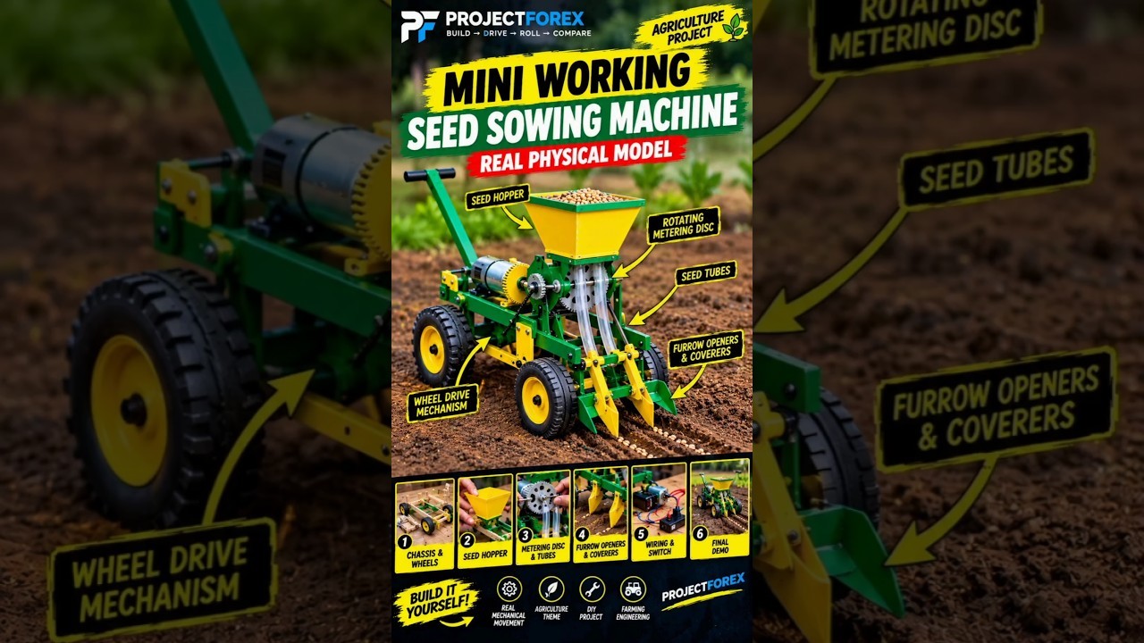 Figure 3: Working Model Setup, Scientific Diagram & Project Prototype for Pneumatic Seed Drill Metering Wheel Furrow Opener