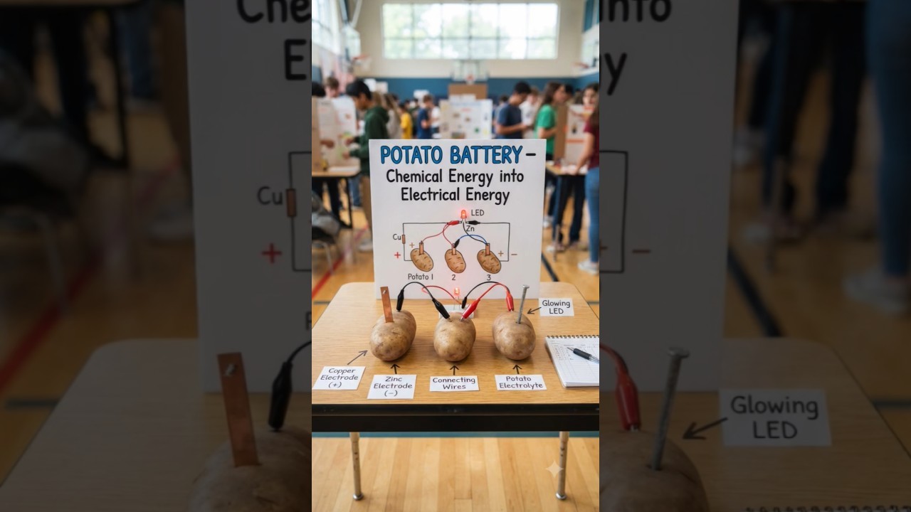 Figure 3: Working Model Setup, Scientific Diagram & Project Prototype for Potato Clock Zinc Copper Electrode Digital Screen Model