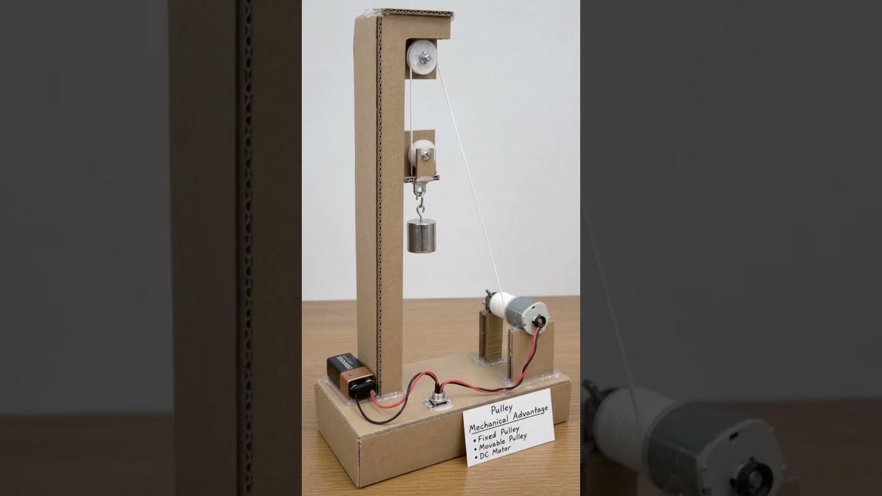 Figure 2: Working Model Setup, Scientific Diagram & Project Prototype for Pulley System Compound Mechanical Advantage Working Model