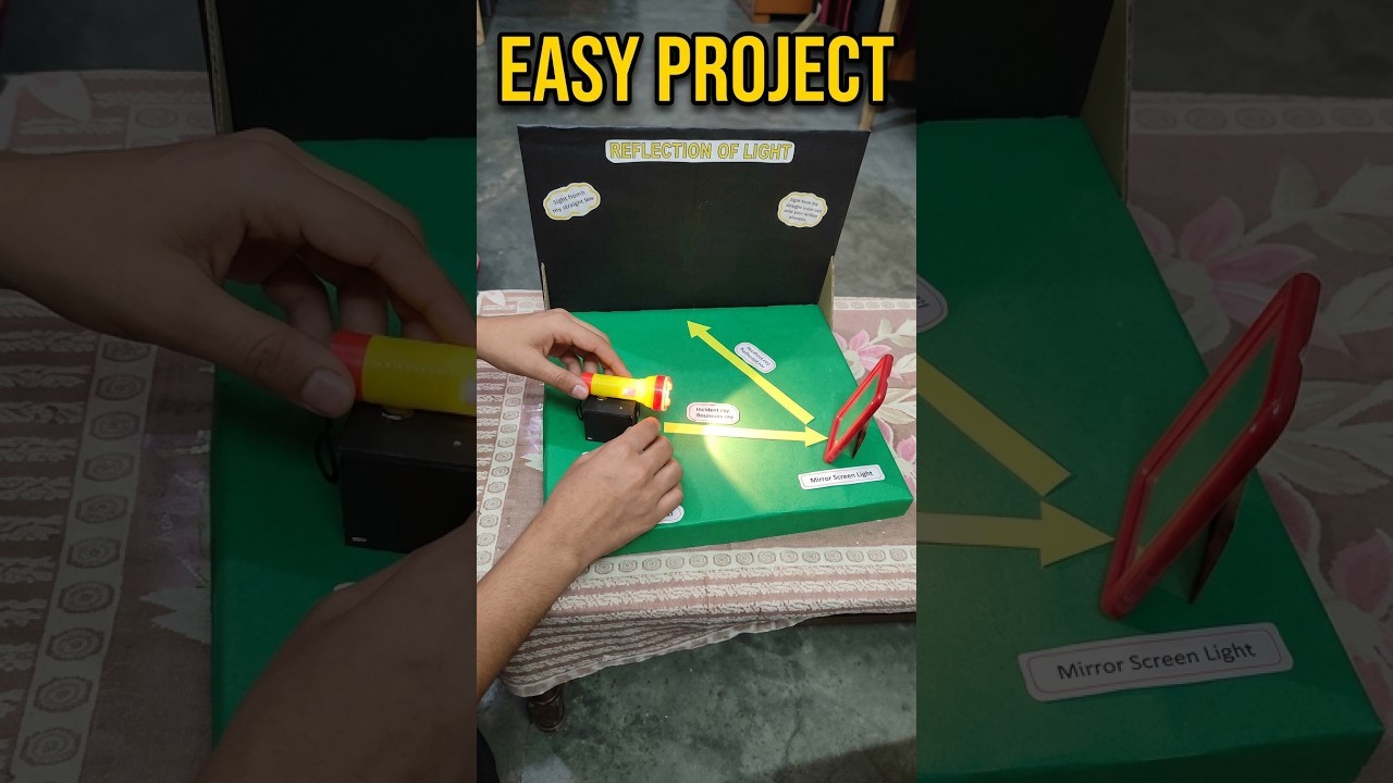 Figure 3: Working Model Setup, Scientific Diagram & Project Prototype for Reflection Of Light Working Model