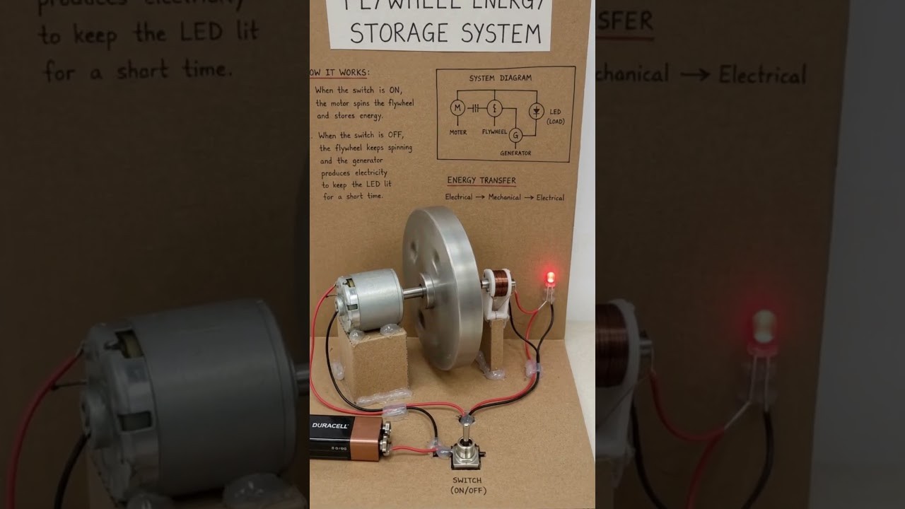 Figure 4: Working Model Setup, Scientific Diagram & Project Prototype for Regenerative Braking Flywheel Storage Working Model