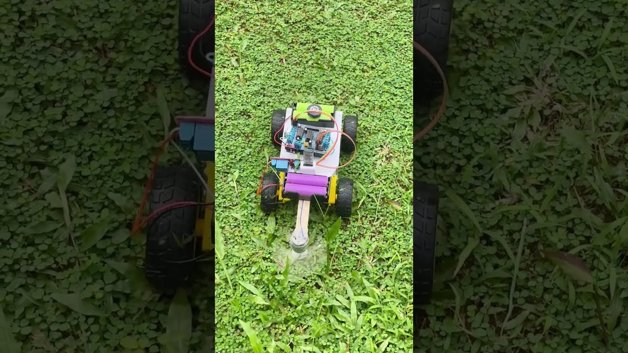 Figure 2: Working Model Setup, Scientific Diagram & Project Prototype for Robotic Lawn Mower Perimeter Wire Sensor Drive Model