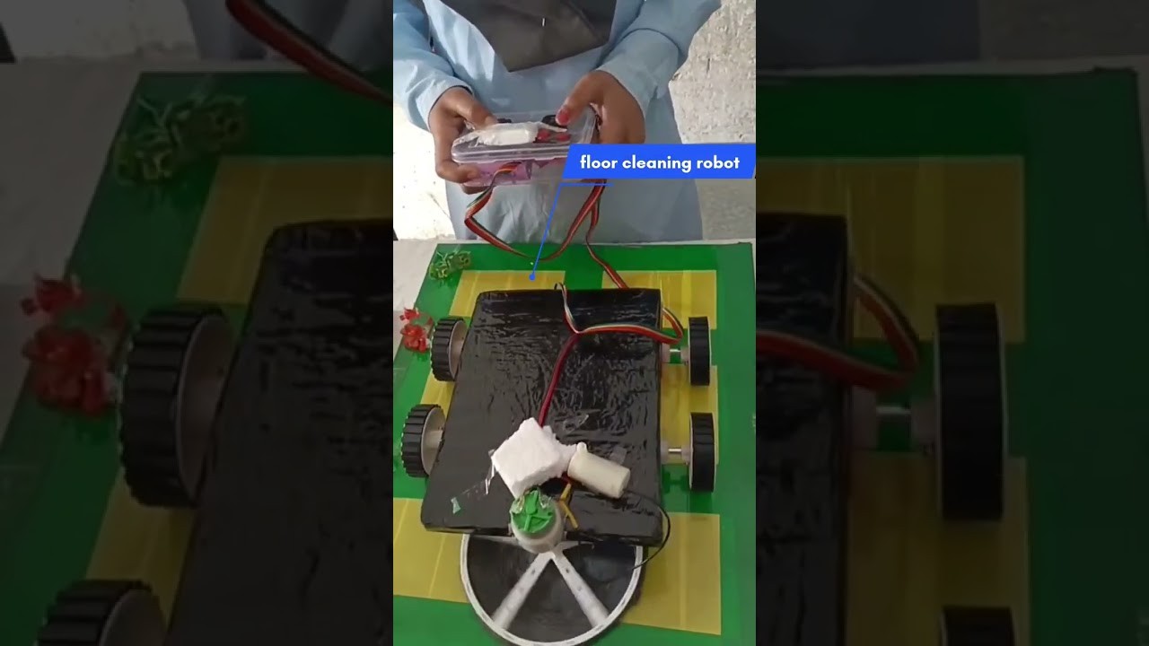 Figure 1: Working Model Setup, Scientific Diagram & Project Prototype for Robotic Vacuum Cleaner Rotating Side Brush Sweep Model