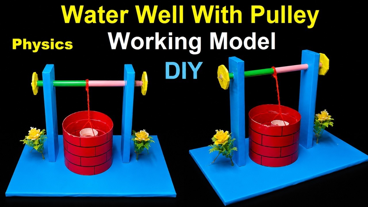 Figure 4: Working Model Setup, Scientific Diagram & Project Prototype for Rope And Washer Well Water Lifting Pump Model
