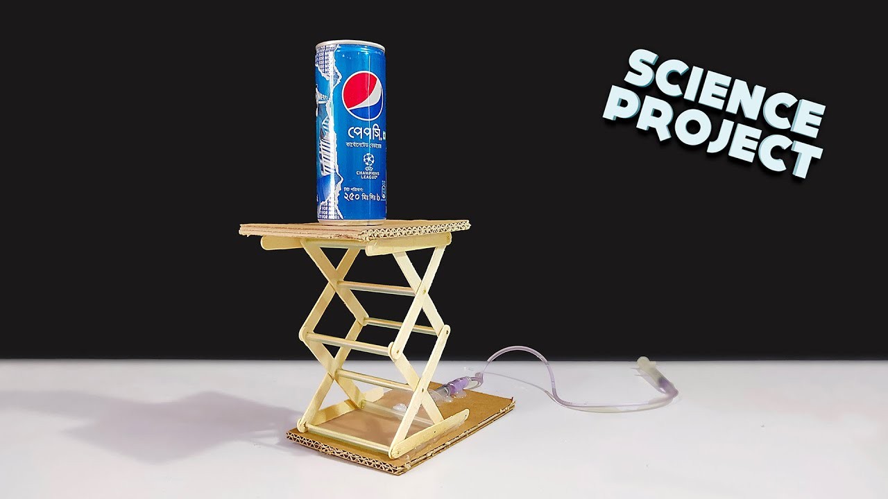 Figure 1: Working Model Setup, Scientific Diagram & Project Prototype for Scissor Lift Working Model Using Ice Cream Sticks