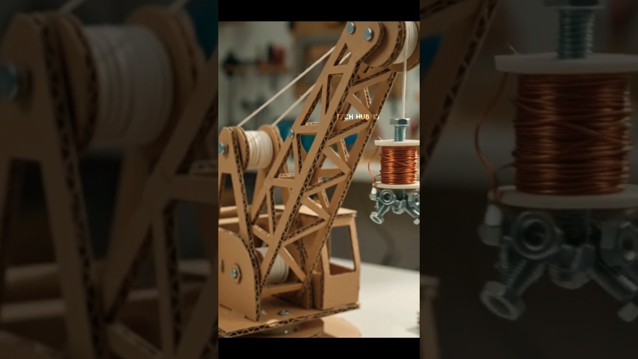 Figure 1: Working Model Setup, Scientific Diagram & Project Prototype for Scrap Iron Electromagnetic Crane Arm Unloading Model