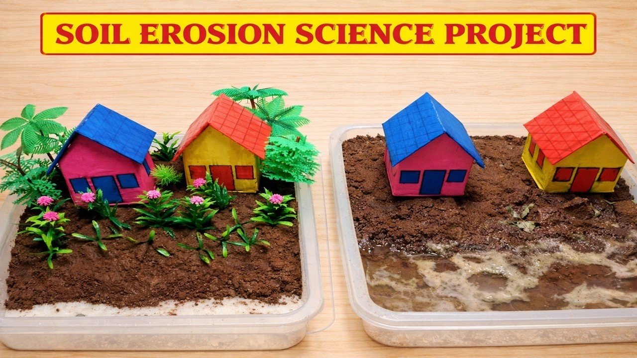 Figure 1: Working Model Setup, Scientific Diagram & Project Prototype for Soil Erosion Working Model