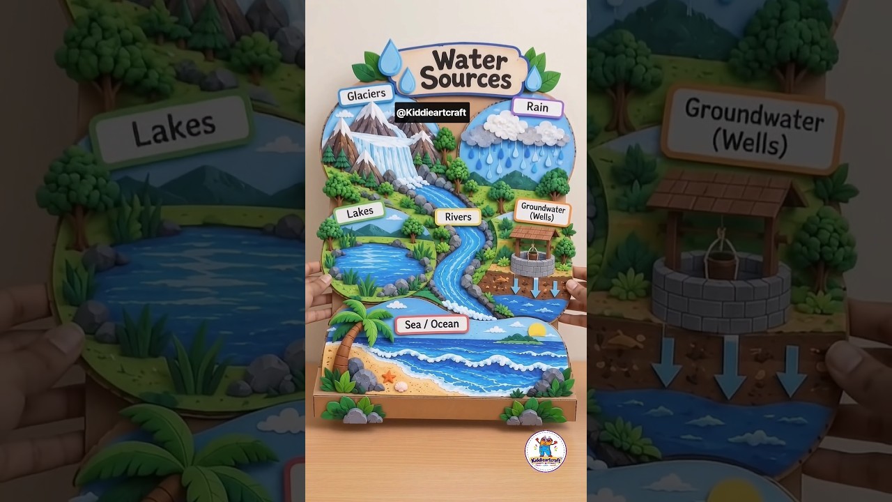Figure 4: Working Model Setup, Scientific Diagram & Project Prototype for Sources Of Water Working Model