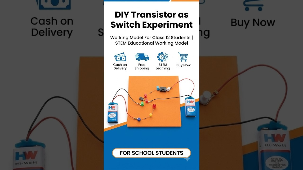 Figure 3: Working Model Setup, Scientific Diagram & Project Prototype for Transistor As A Switch Working Model