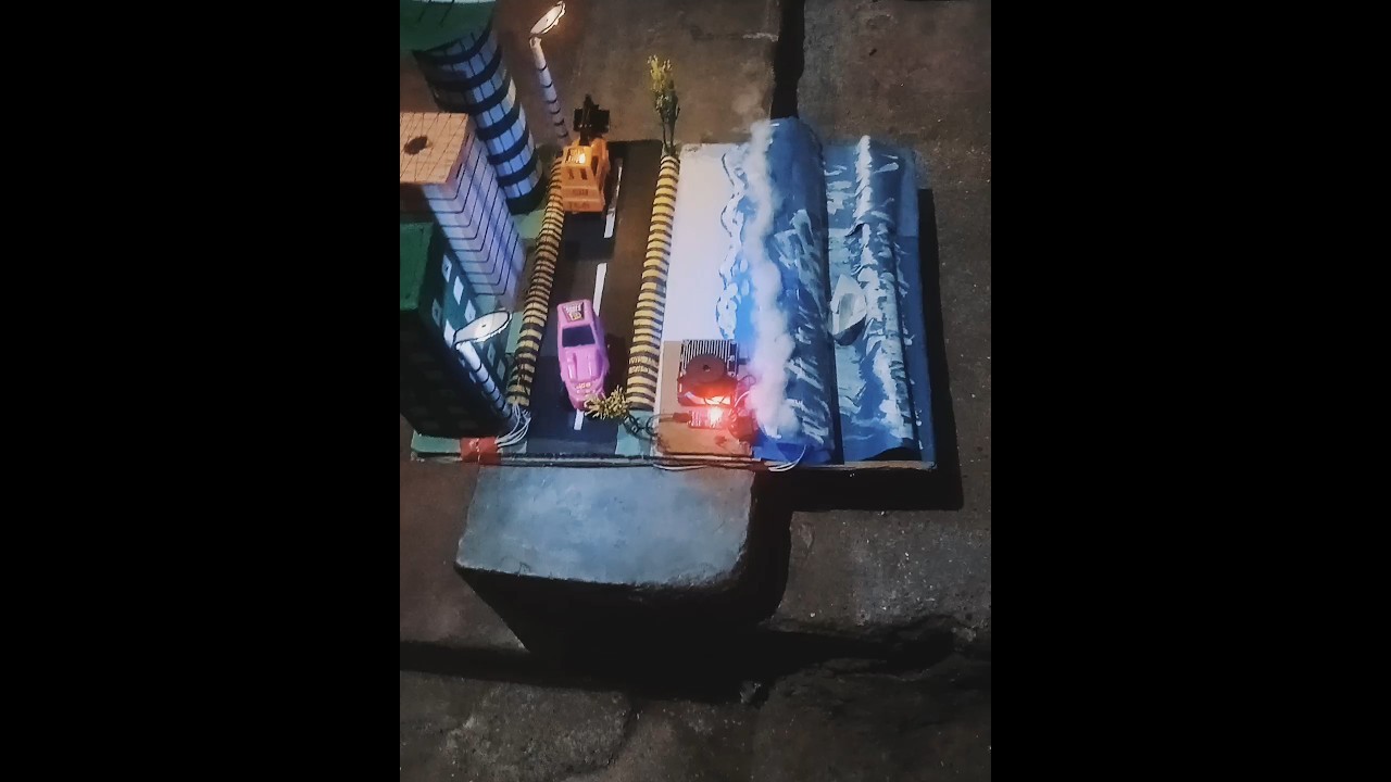 Figure 3: Working Model Setup, Scientific Diagram & Project Prototype for Tsunami Warning System Working Model