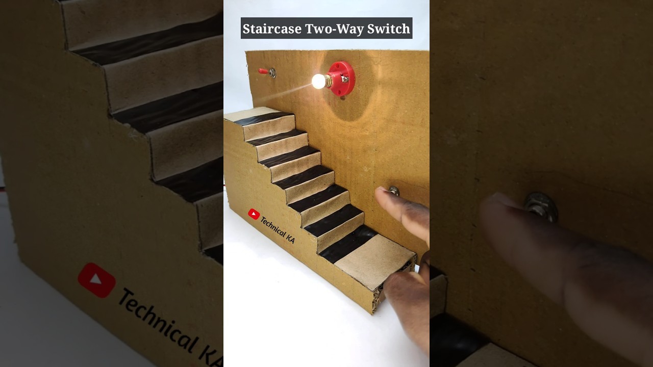 Figure 3: Working Model Setup, Scientific Diagram & Project Prototype for Two Way Staircase Wiring Dual Switch Display Board
