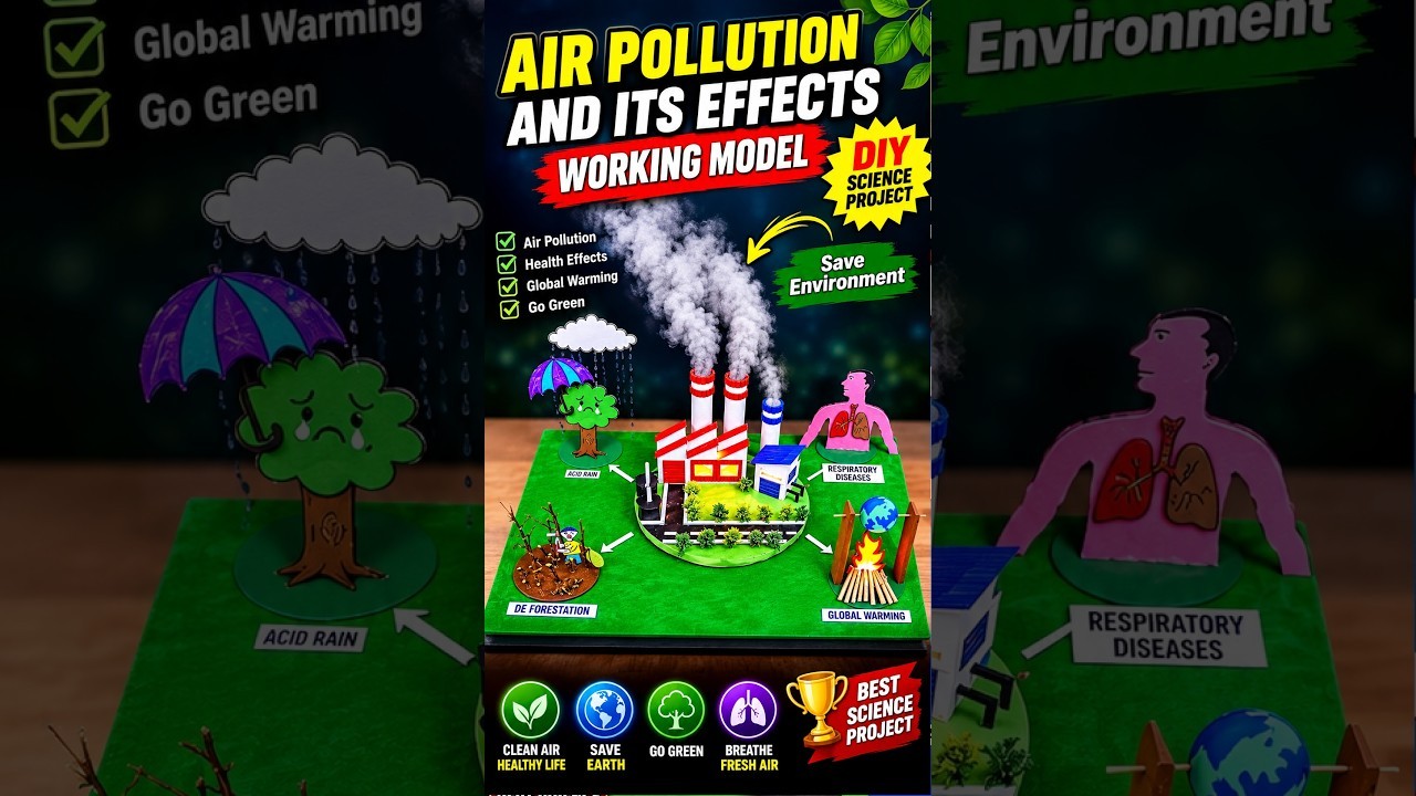 Figure 3: Working Model Setup, Scientific Diagram & Project Prototype for Types Of Pollution Working Model