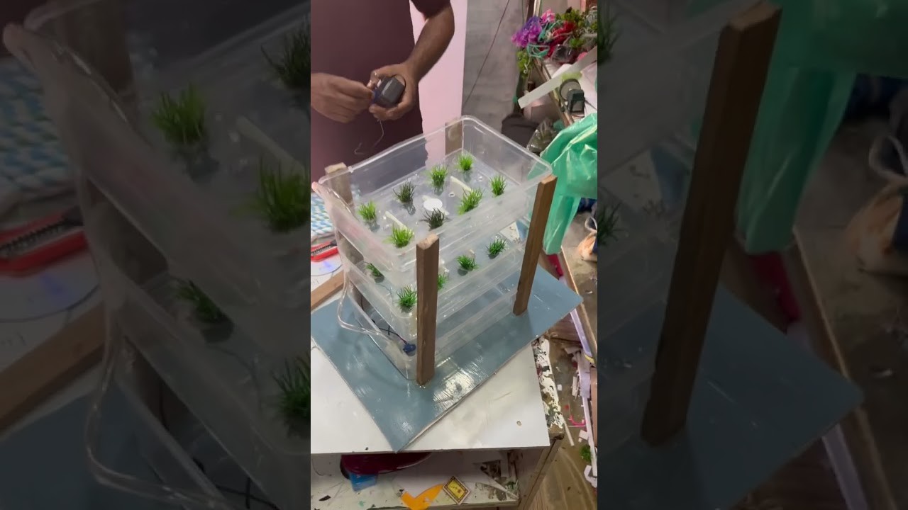 Figure 1: Working Model Setup, Scientific Diagram & Project Prototype for Vertical Farming Working Model With Hydroponics