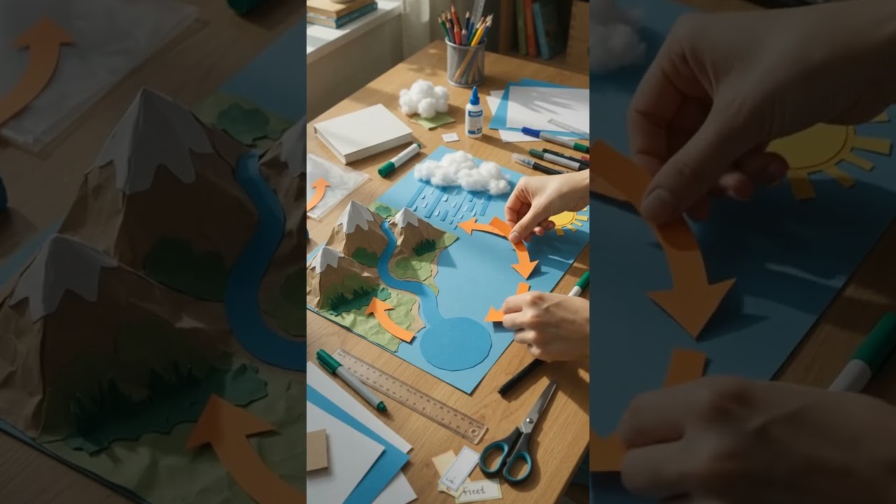Figure 1: Working Model Setup, Scientific Diagram & Project Prototype for Water Cycle Working Model