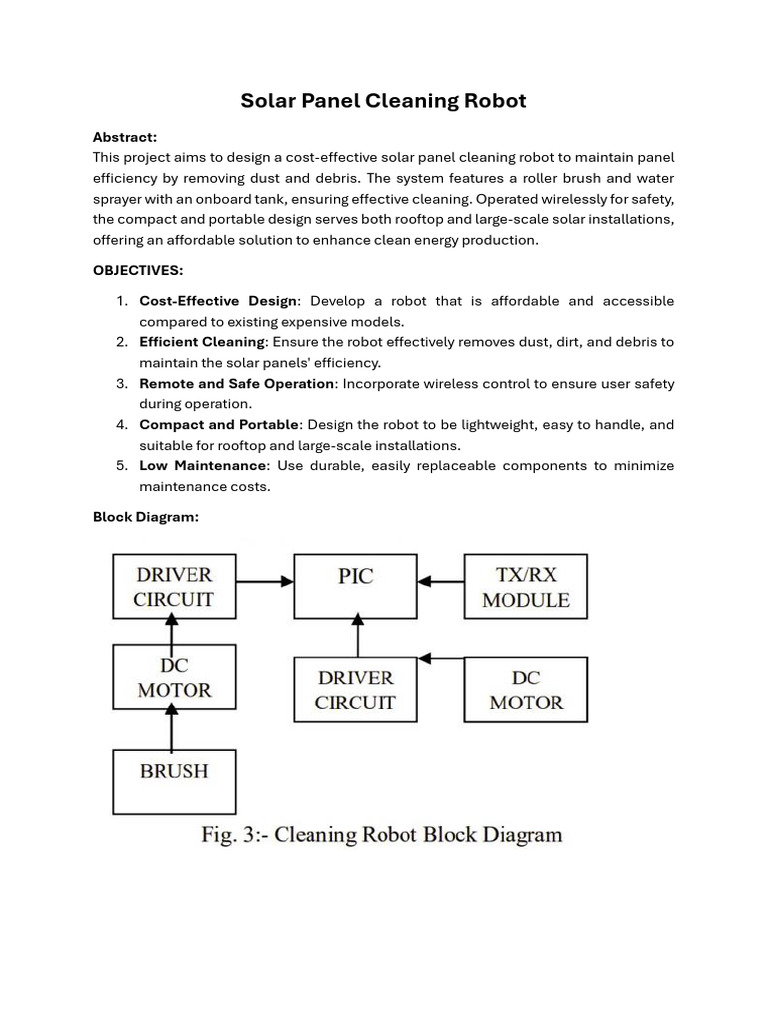 Figure 1: System Model, Architecture & Empirical Results for Solar Panel Cleaning Robot Literature Review Doc